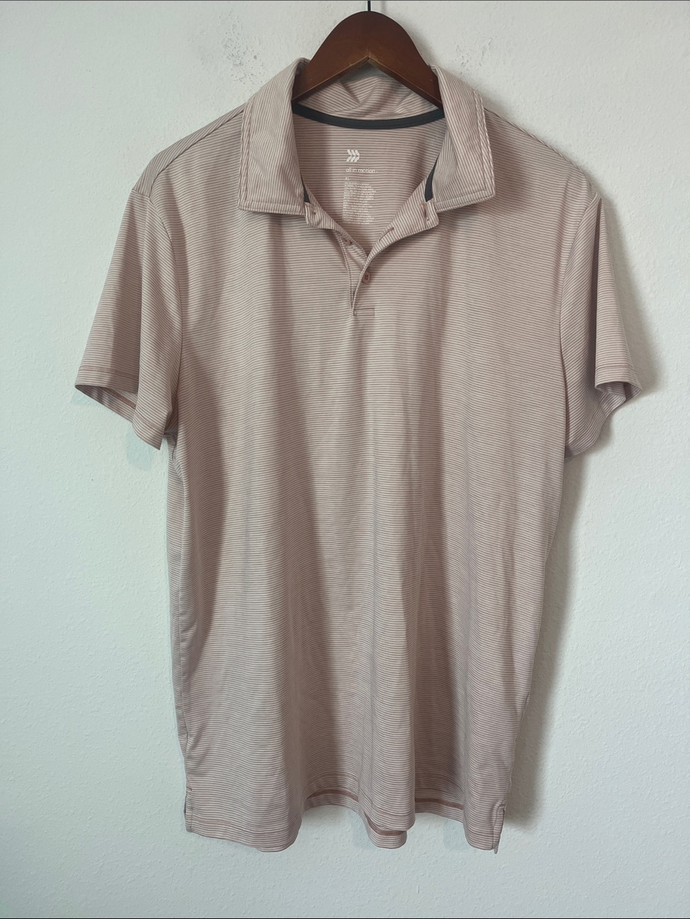 ALL IN MOTION Cream Striped Active Polo